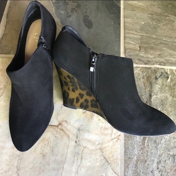 Suedeleopard Wedge Heel Bootie | Poshmark